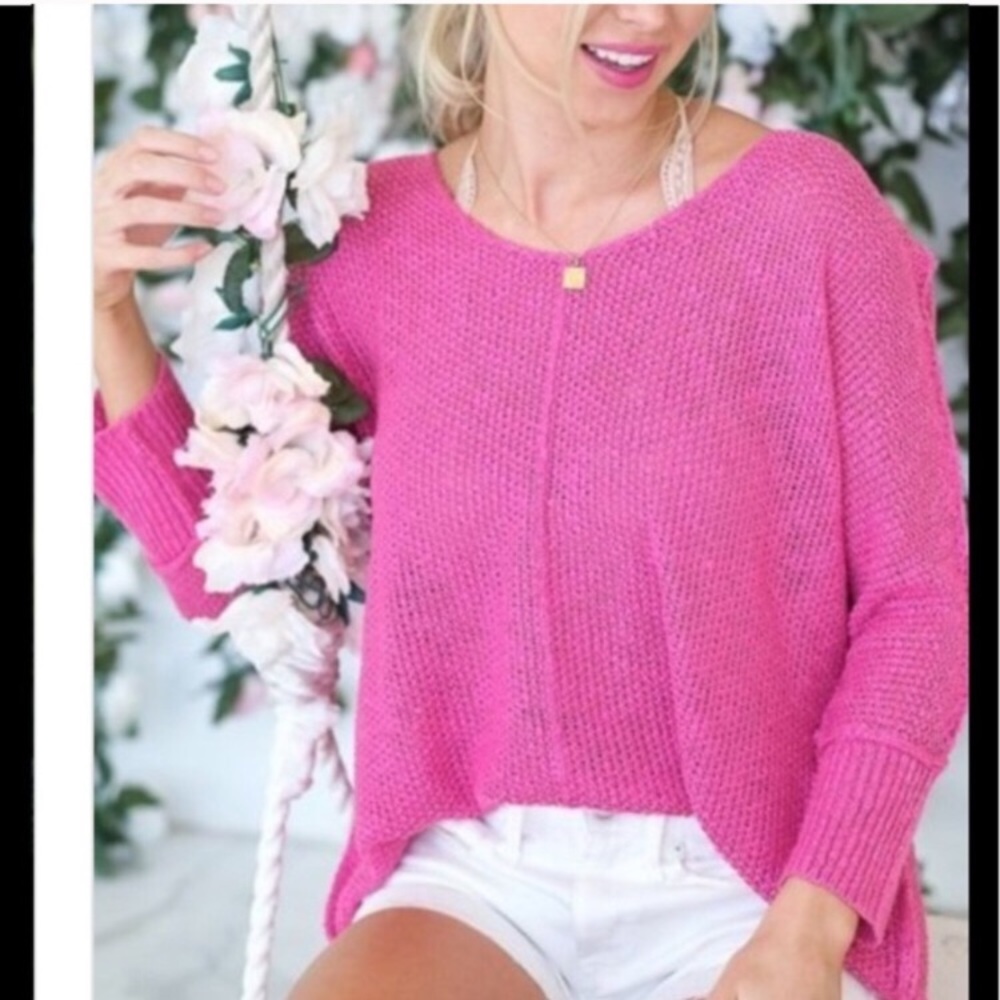 Pink Slouchy Oversized Sweater Top NWT
